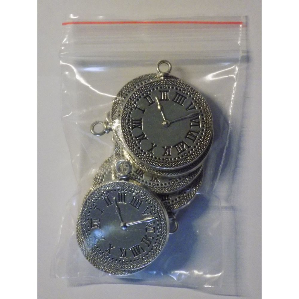Lot of 8 Metal Roman Numeral Clock Charms Pendants 37x30x3.5mm with 3mm Hole